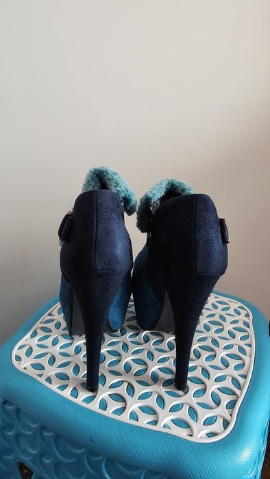 Дамски Боти, обувки висок ток, Син