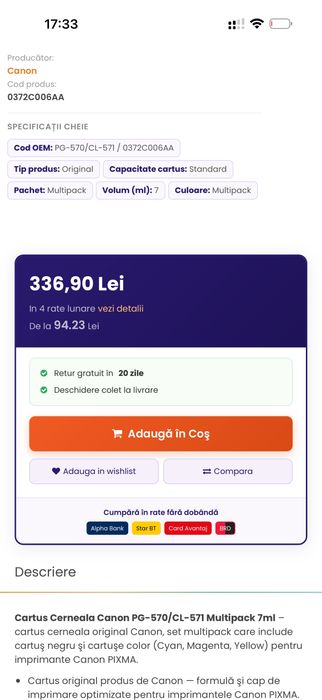 Cartus Cerneala Canon PG-580/CL-581