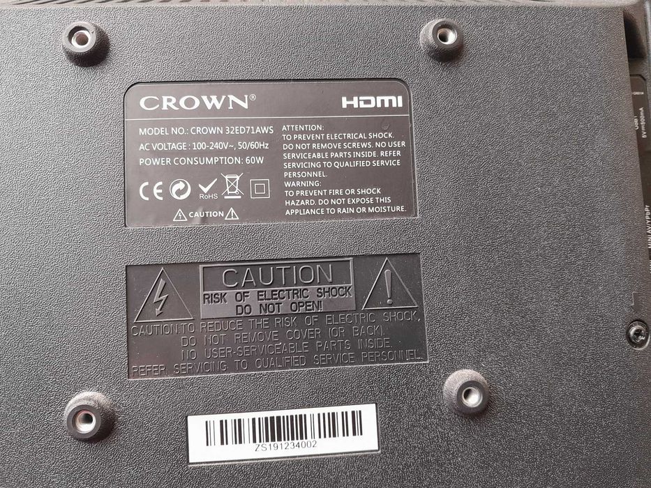Продавам работещ СМАРТ телевизор с пукната матрица Crown 32ED71AWS