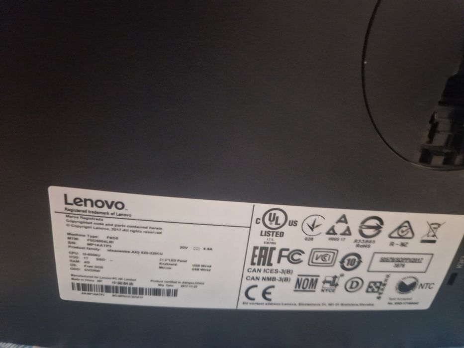 ALL IN ONE Lenovo IdeaCentre AIO 520-22IKU Touchscreen 21.5" Full HD