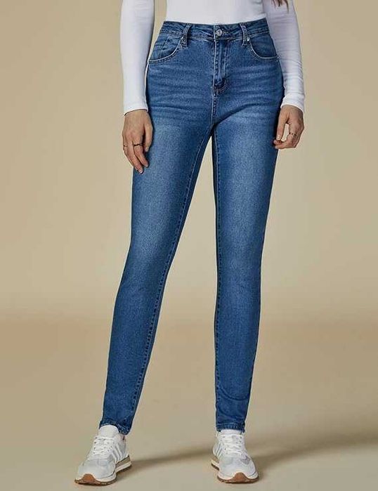 Blugi dama skinny talie inalta stretch jeggings slim fit modelator denim casual modern
