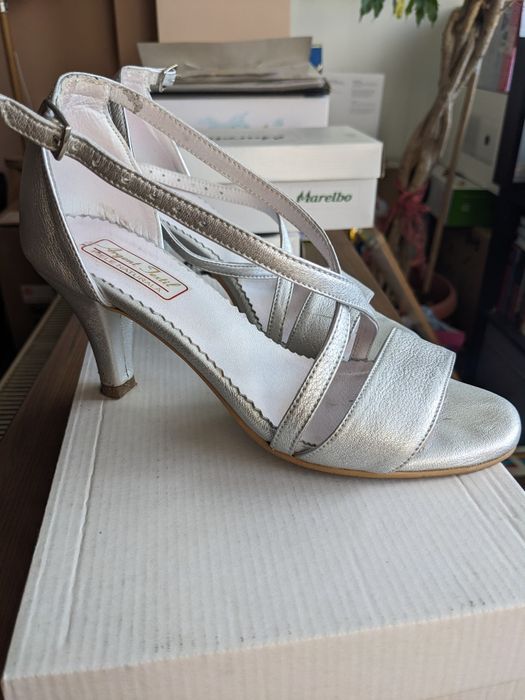 Sandale piele naturala argintii 36/37