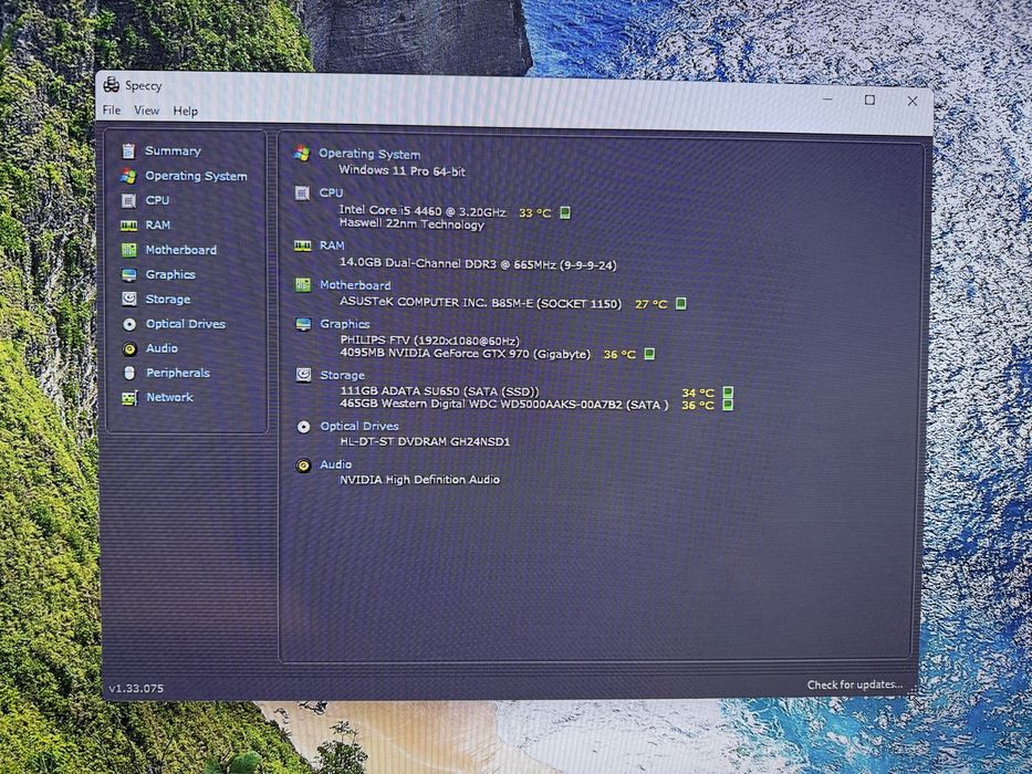 Pc intel i5 4460, 14gb ram, nvidia GTX 970, ssd 120gb, hdd 500 gb