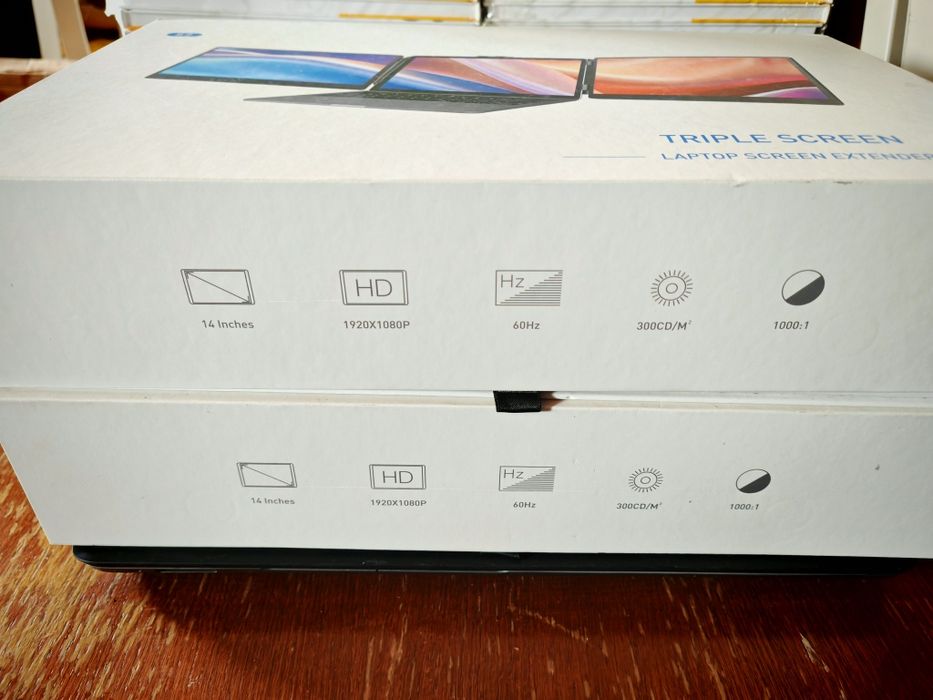 Laptop screen extender, triple screen S2 FHD iPS 14" x2