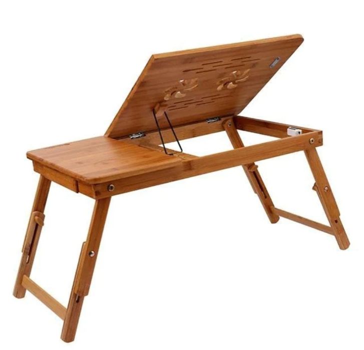Masuta laptop pliabila lemn bambus pliabila ajustabila 2 coolere