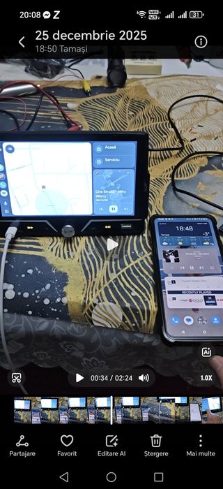 Car mp5 player cu conectare wireless android auto și carplay