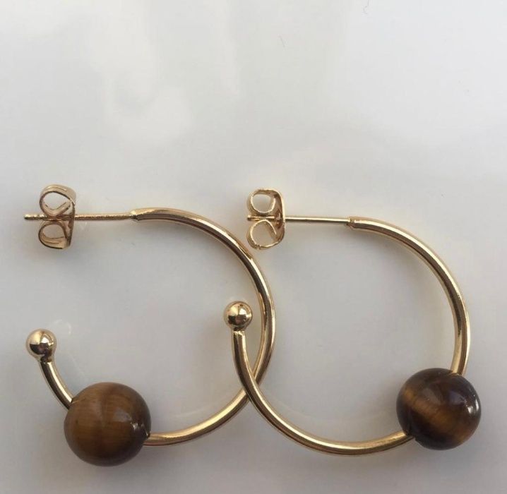 Серьги-кольца Luna Norte (тигровый глаз)