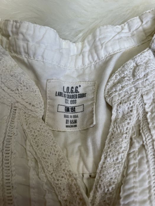 Бяла риза с ефектни ръкави H&M