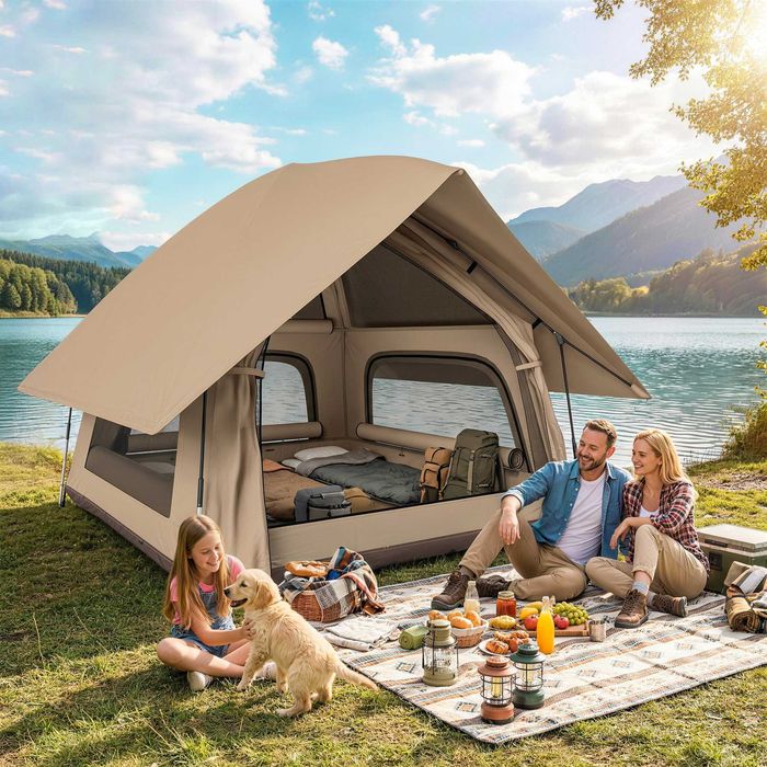 Палатка Outsunny Instant Pop-Up с дъждобран, водоустойчива куполна палатка за 2-3 души
