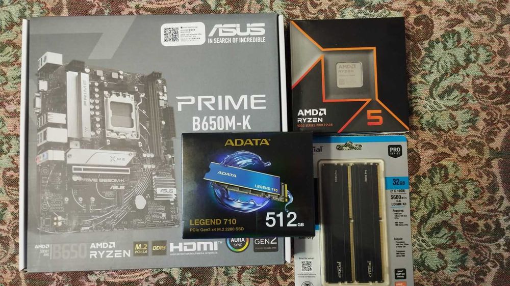 CPU Ryzen9600x, MbASUS, 32G ddr5, ssd512g, RTX5060Ti-sigilate,garantie