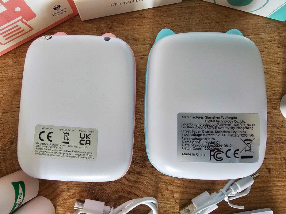 Мини преносим принтер + 5 ролки хартия | iOS и Android | етикетен | BT