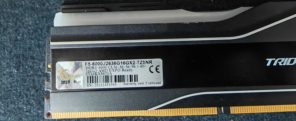 РАМ ПАМЕТ G.Skill F5 6000 DDR5 Cl26 1.4v1x16gb RGB