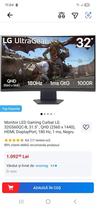 Monitor Lg gaming.