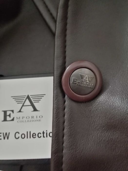 Redus 500RON.Sacou dama piele ecologica EMPORIO ARMANI, maro,marimea S