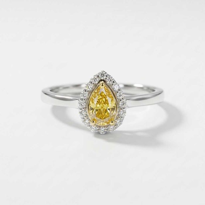 Inel 14K – diamant natural Fancy Deep Orange Yellow IGI