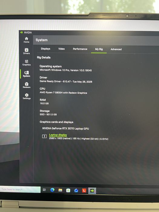 Lenovo Legion 5 Pro RTX 3070 Ryzen 7 5800H 16Gb Ram