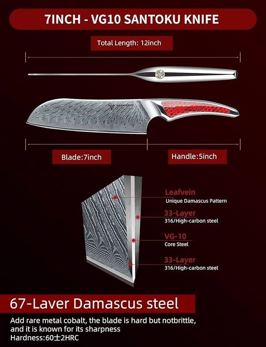 Cutit Santoku - otel Japonez damasc VG-10