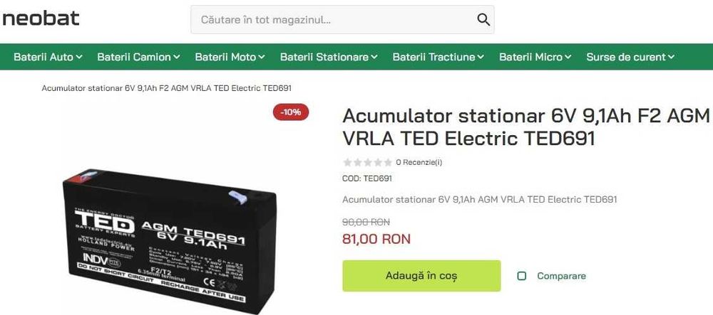 Acumulator Pb-GEL 5-260Ah pt UPS, alarme, camere, barci, fotovoltaice.