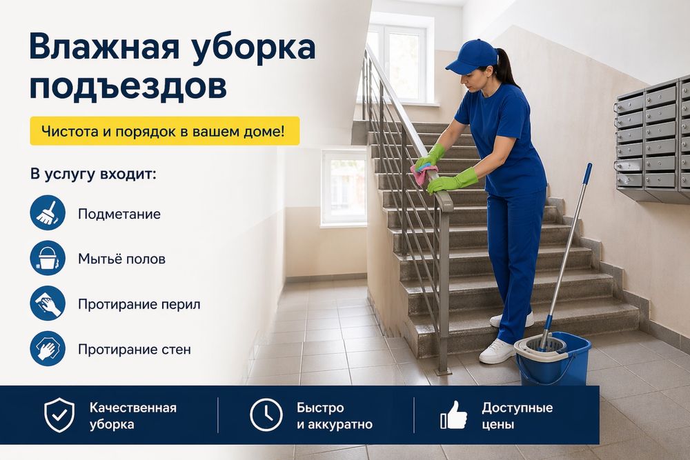 Влажная уборка подъездов | чистота и порядок без переплат