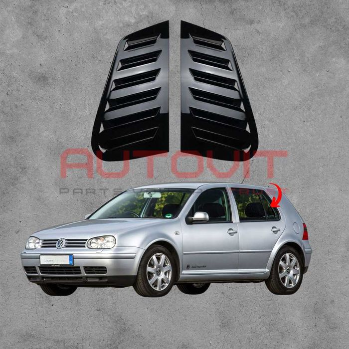 Добавка за задни странични стъкла Vw Golf 4- хриле, golf 4, Черен гланц