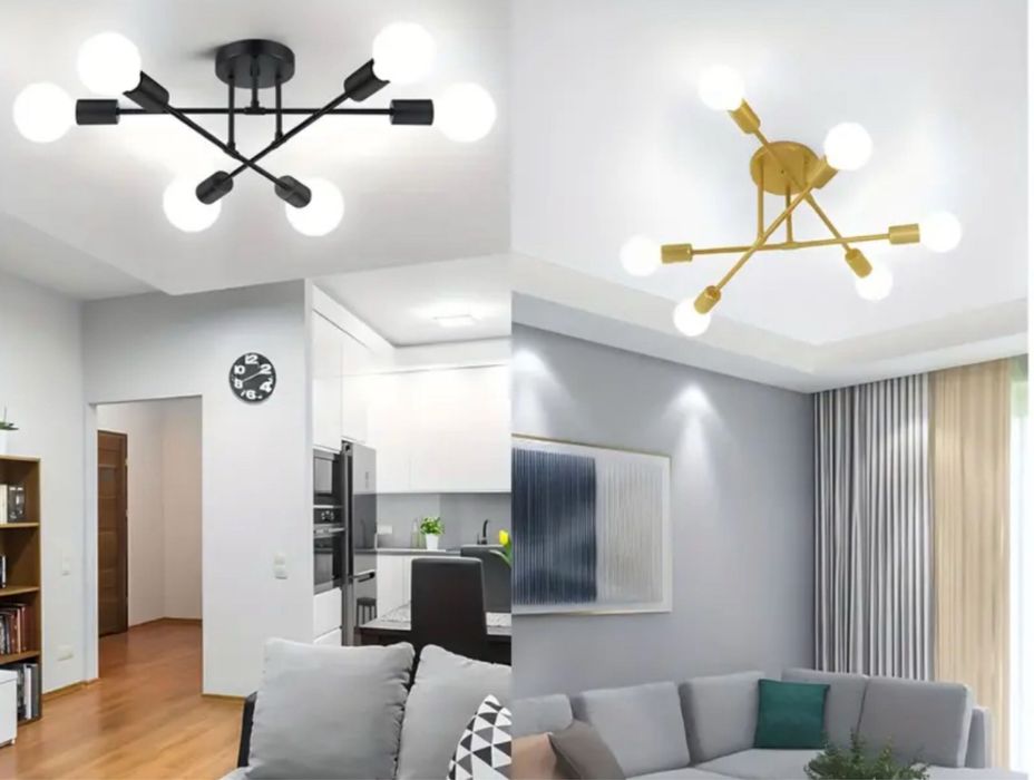 Люстра никель золото с лампочками