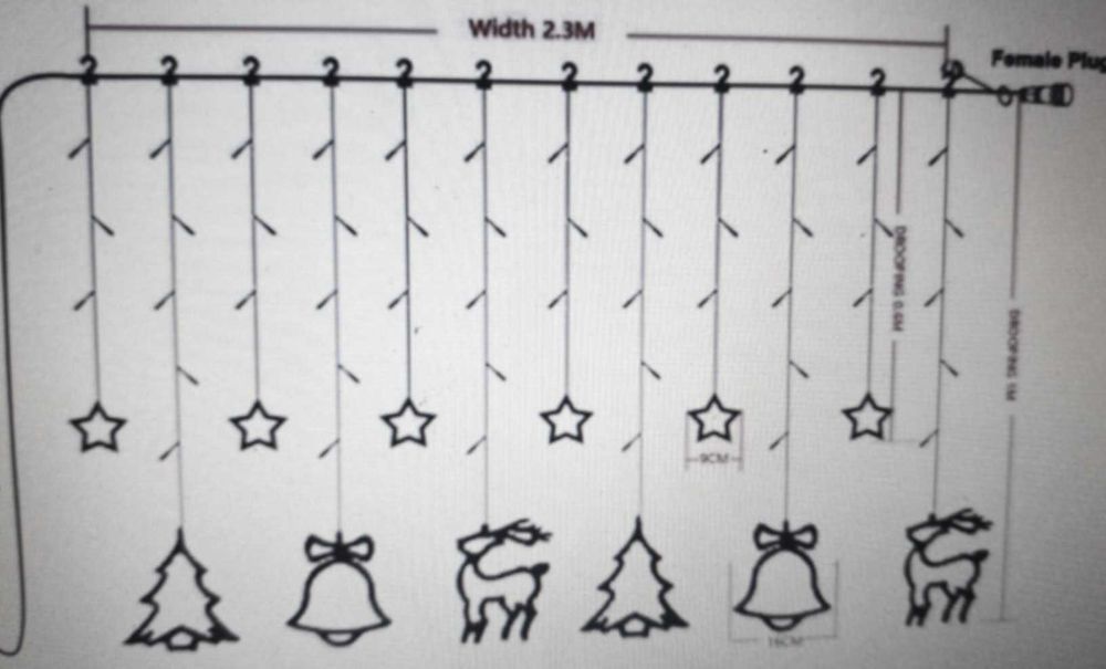 Decoratiune cu lumina Led de Crăciun cu telecomanda 3 m