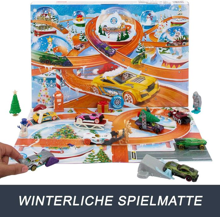 Коледен Календар Hot Wheels 8 коли Хот Уилс 16 аксесоара Адвент календар с изненади