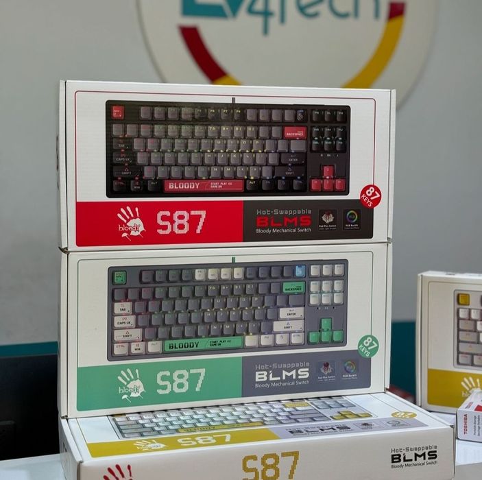 RU/ENG! Bloody S87 RGB/Hot-Swap Механическая Клавиатура ( в 3 цветах)