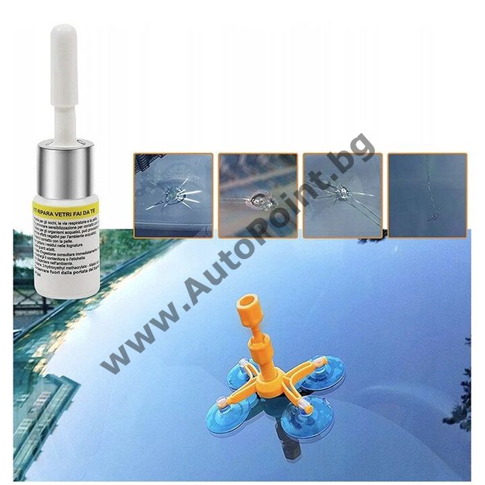 Ремонтен комплект лепило предно авто стъкло спукано пукнато счупено