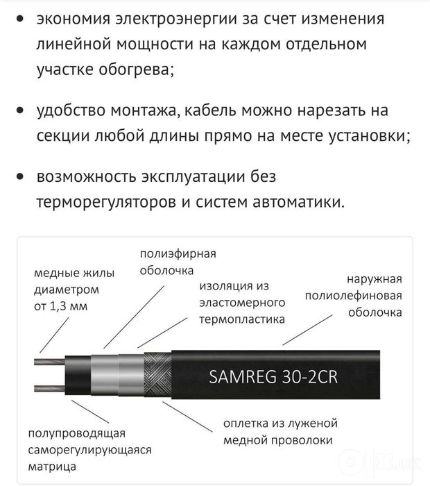 Нагревательный Кабель для Крыши, Водостоков, Желобов Россия