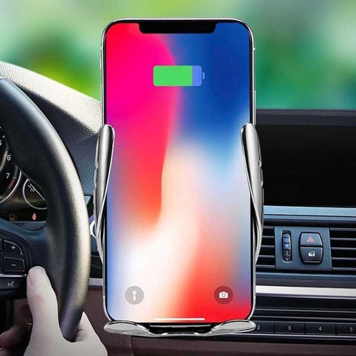 Поставка за телефон с вградено безжично зарядно за кола