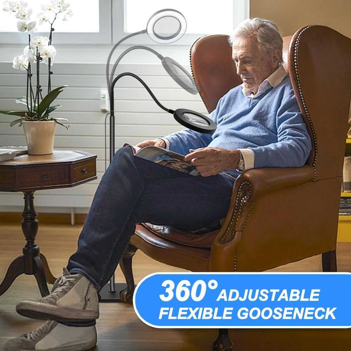 Подова лампа с лупа 5X 10X лупа със светлина с 3 цветни режима