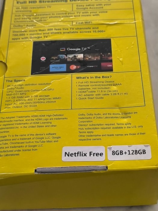 TV BOX  4K Streaming   Google TV