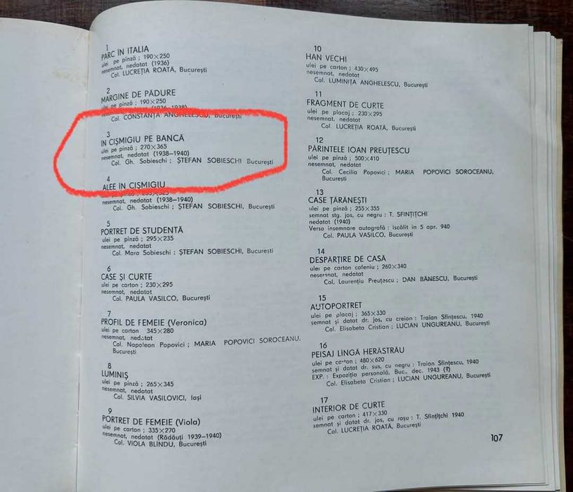 Traian Sfintescu (1905-1959) Tablou Peisaj In Cismigiu pe banca