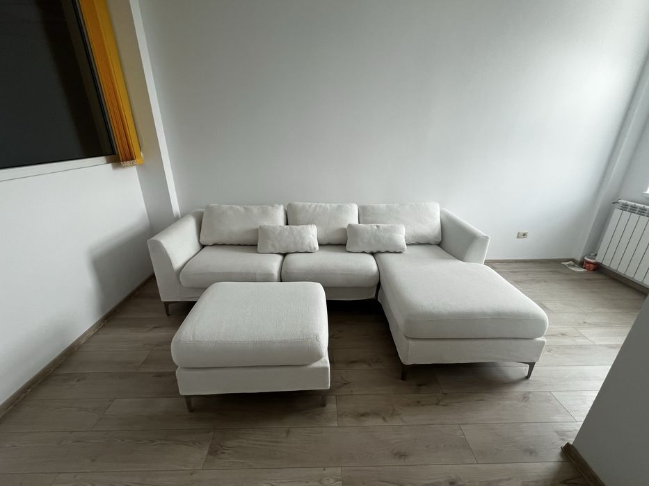 Coltar fix gri + Taburet - Ottoman