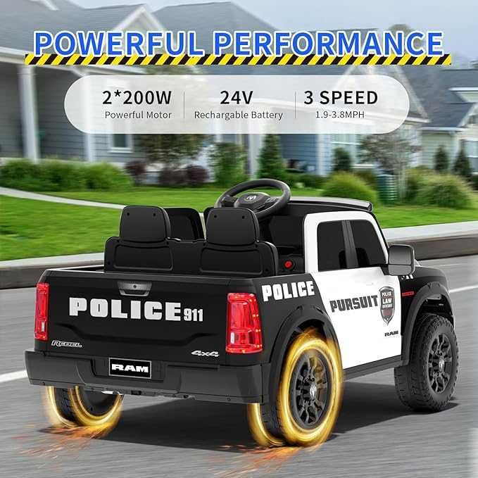 Masinuta electrica de politie DODGE RAM 2500 REBEL, 400W, 24V