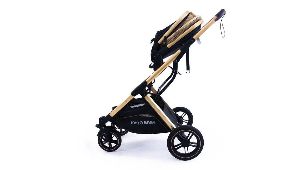 Коляска 2 в 1 премиум с золотой рамой