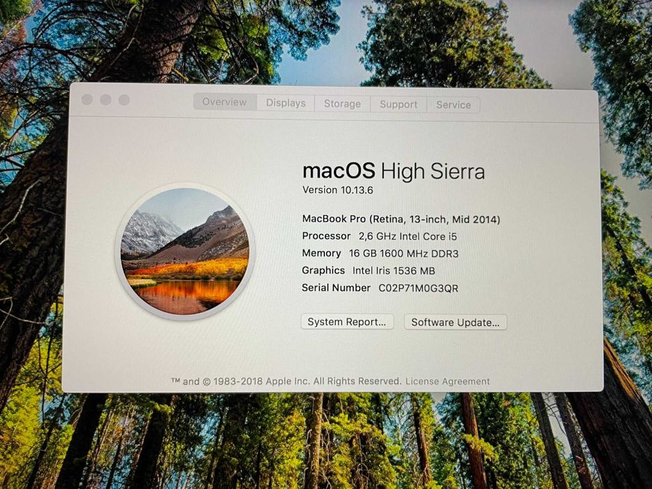 КАТО НОВ 13" Core i5 MacBook Pro A1502 (2014)-I5/16GB RAM/256GB SSD