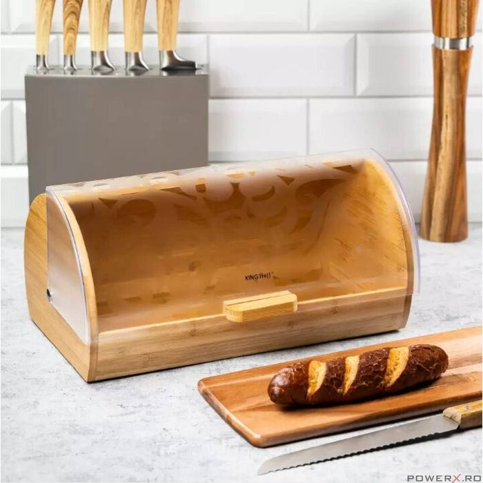 Cutie pentru depozitat paine, din bambus, 36 x 21 x 17 cm, Kinghoff