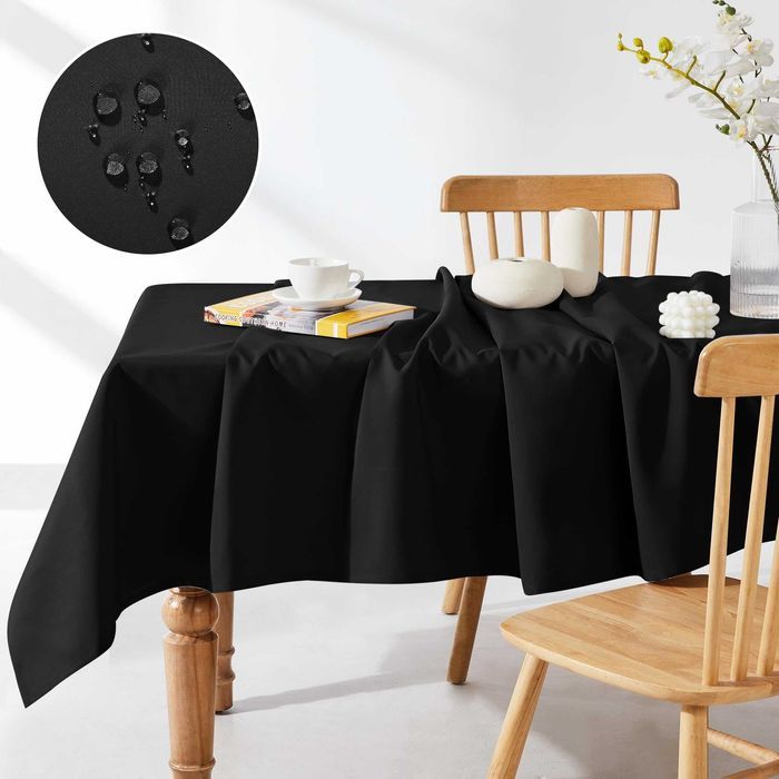 Fata de masa Deconovo, 180x140 cm, impermeabila, neagra