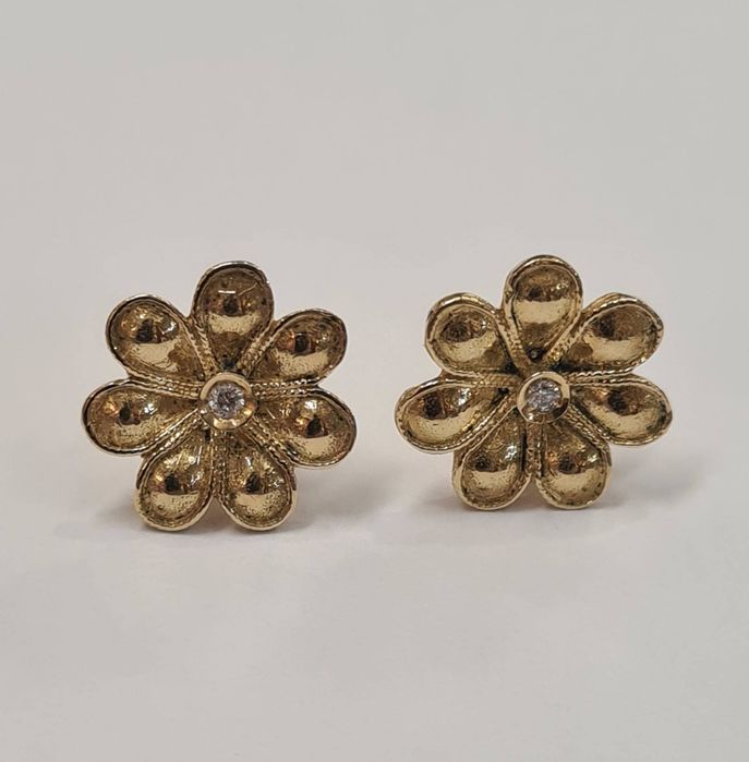 Cercei din aur galben 18k, cu diamante naturale, CAU230