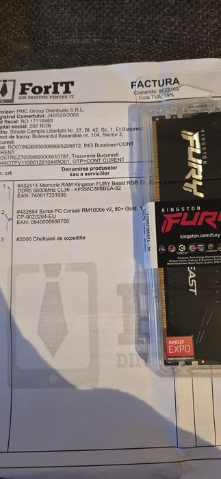 Memorie Ram 32Gb Kingston Fury Beast RGB Ddr5 5600Mhz Garantie ForIT