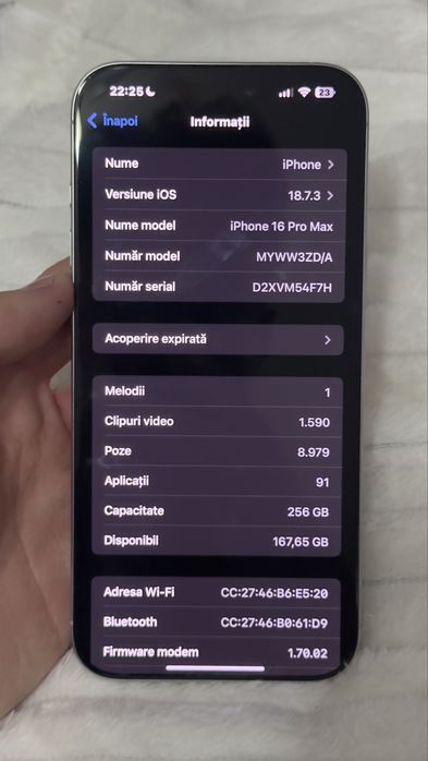 Vand Iphone 16 Pro Max 256 gb