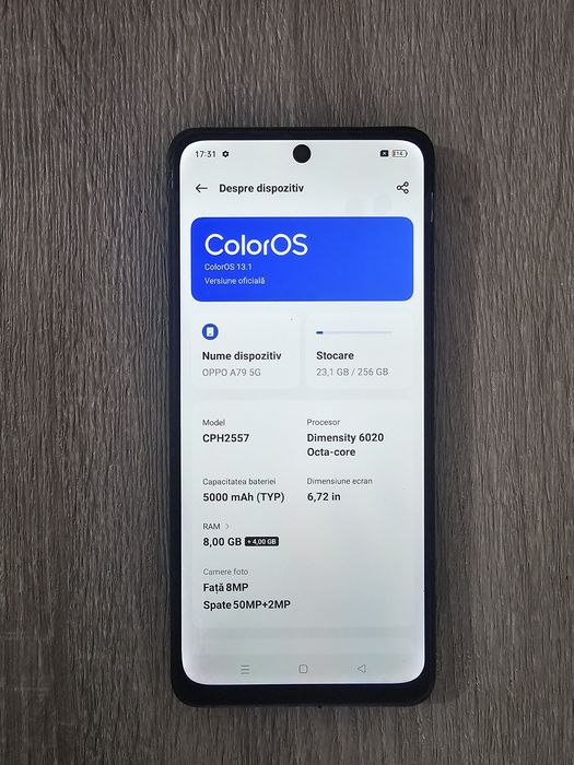 Oferta - Telefon mobil OPPO A79, 8GB RAM, 256GB, 5G, Negru
