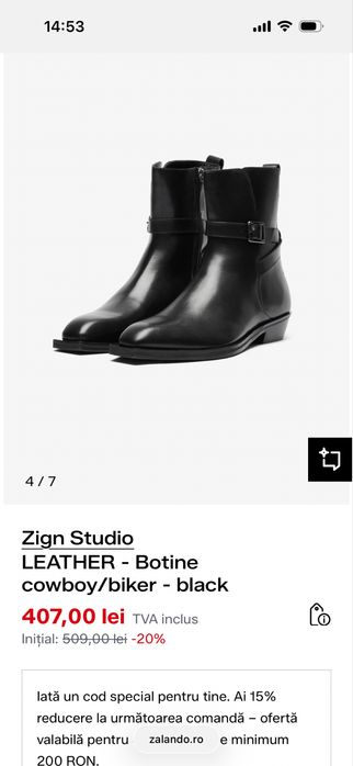 Cizme cowboy/biker Zign Studio Zalando marime 41