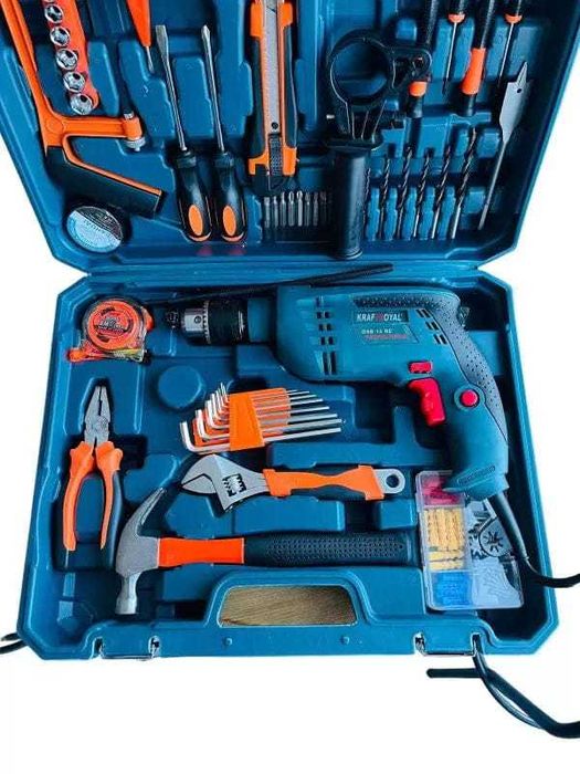 Пробивна бормашина WerkBull 1200w. + 111 части Куфар с инструменти