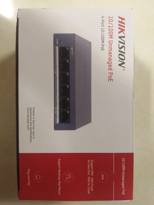 Hikvision poe switch 4 portli