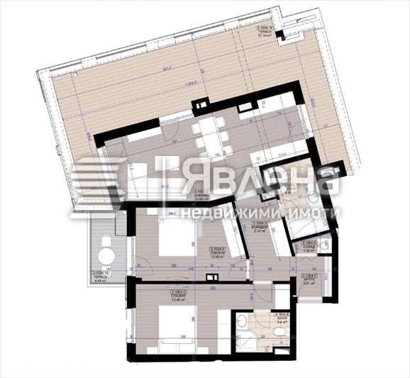 Просторен 3-стаен апартамент № 2-1004