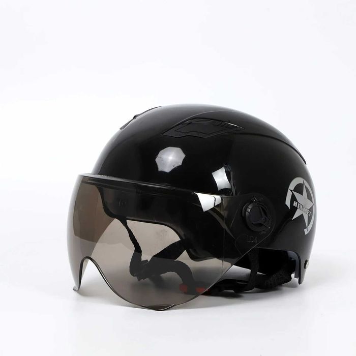 Casca Scuter/Trotineta electrica, marime universara, cu viziera, Negru