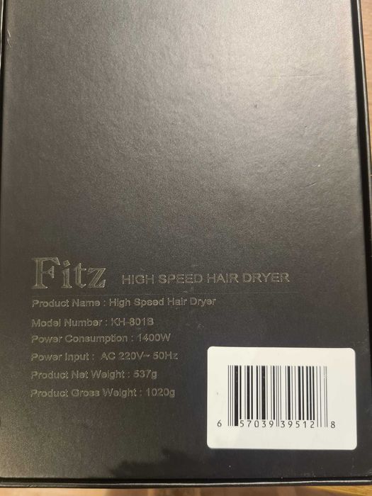 Ionic Hair Dryer Fitz Grey 1400 W, 1200 W